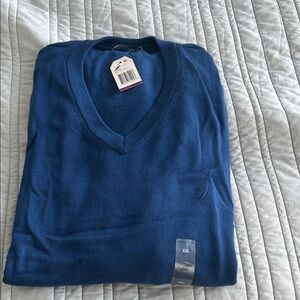 NWT Men's Nautica Blue V-Neck Sweater